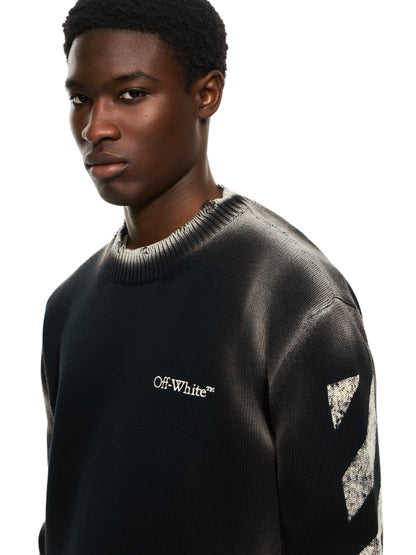 Off-White Diag Corrosion Crewneck Sweater Black
