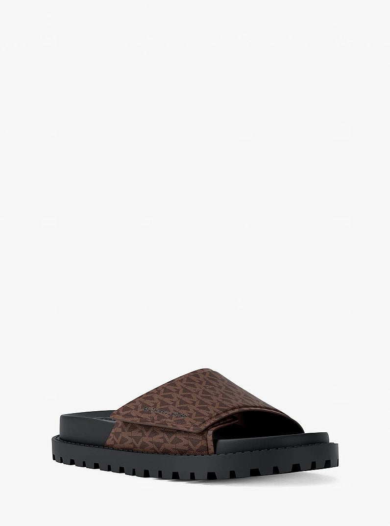 Michael Kors Luka Signature Logo Slide Sandal BROWN