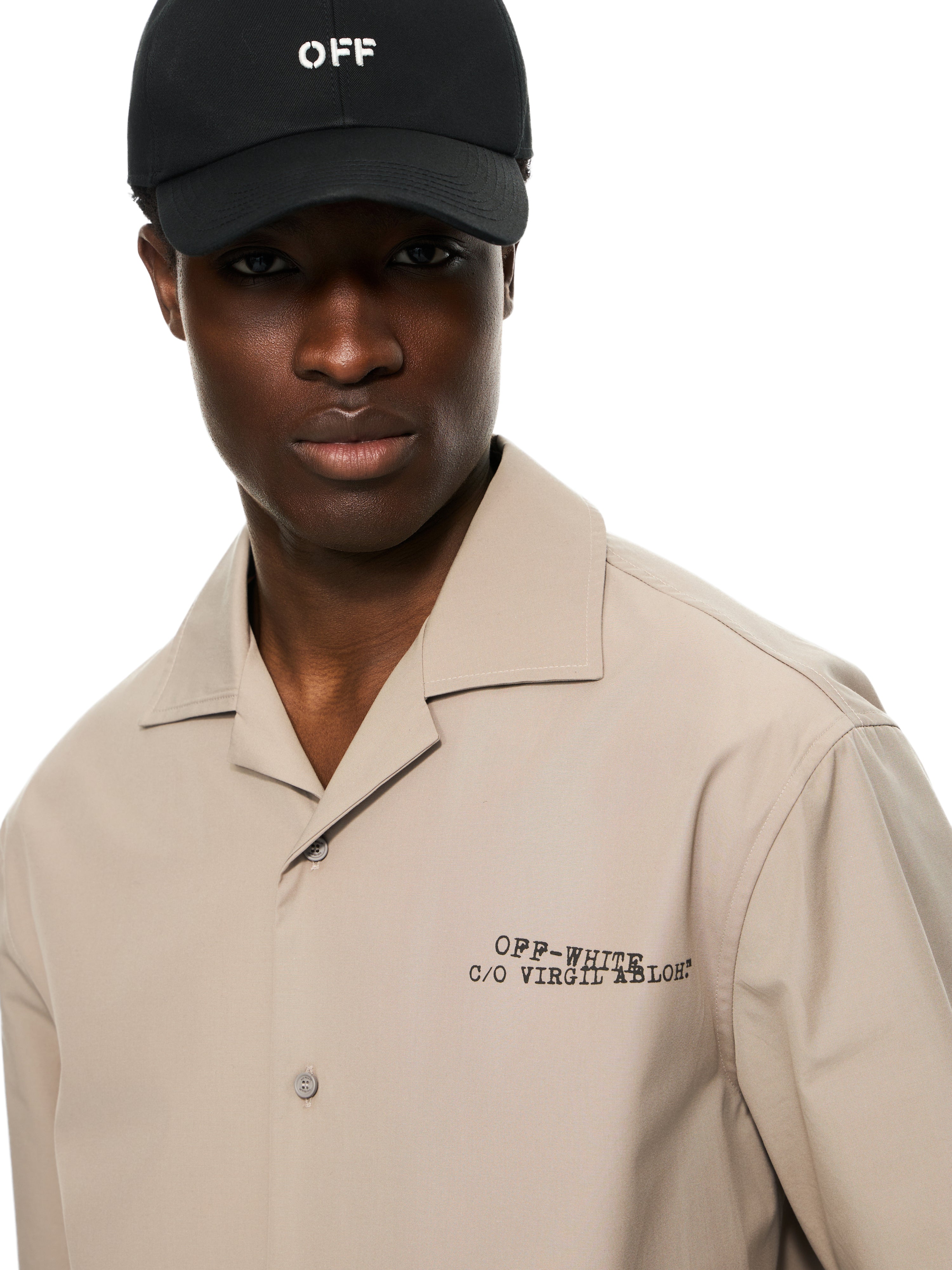 Off-White Type Arrow Poplin Bowling Shirt Grey