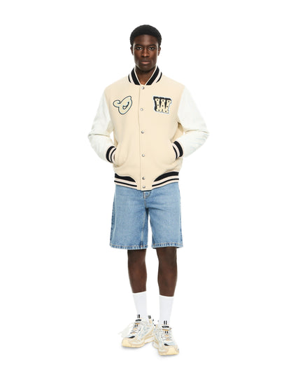 Off-White Star Logo Varsity Jacket Cream
