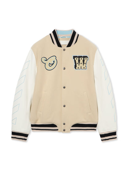 Off-White Star Logo Varsity Jacket Cream