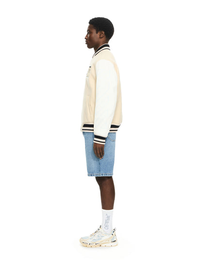 Off-White Star Logo Varsity Jacket Cream