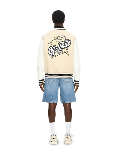 Off-White Star Logo Varsity Jacket Cream