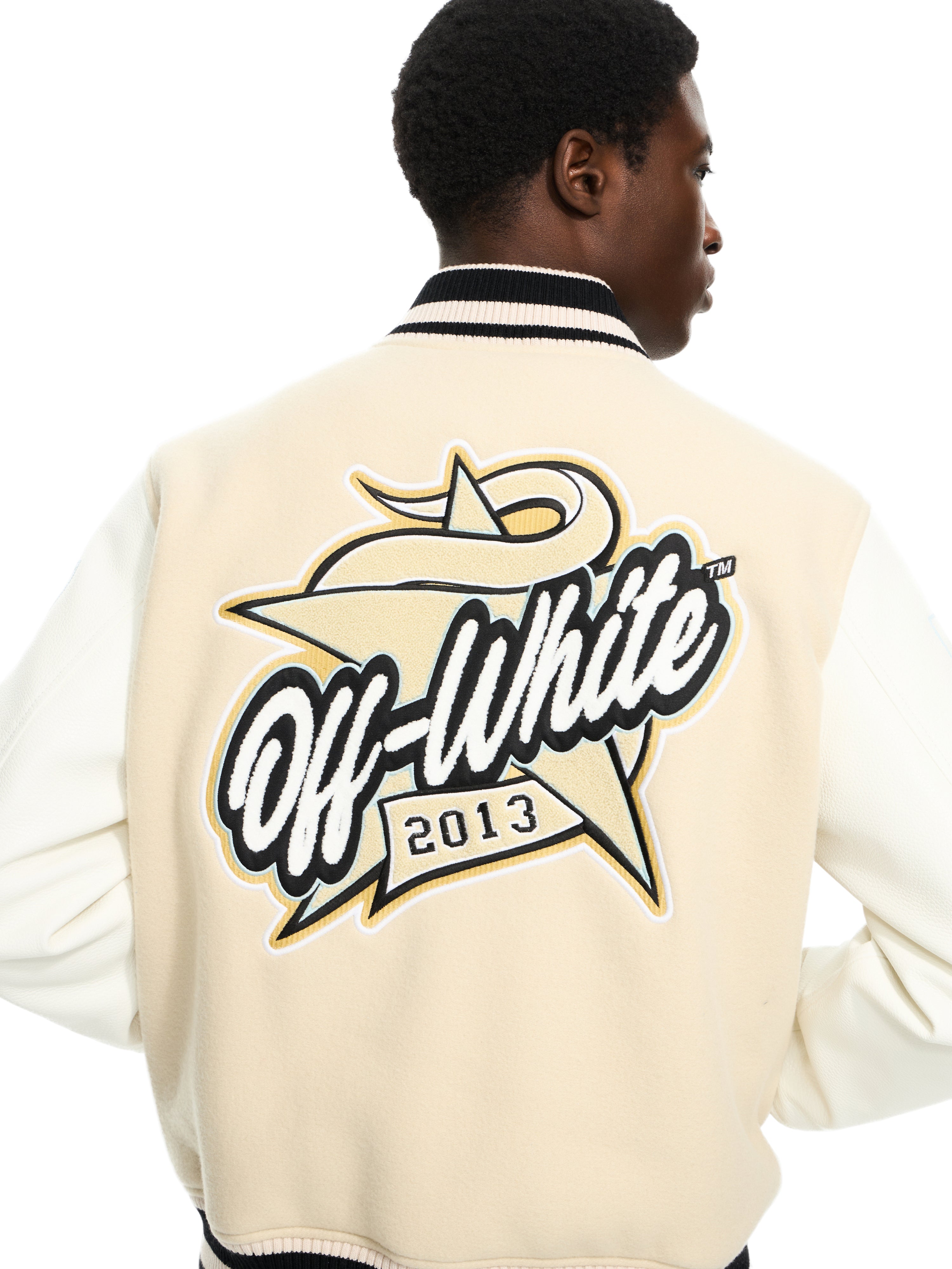 Off-White Star Logo Varsity Jacket Cream