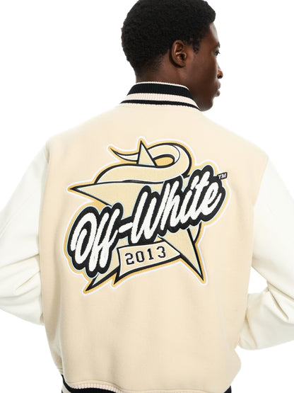 Off-White Star Logo Varsity Jacket Cream