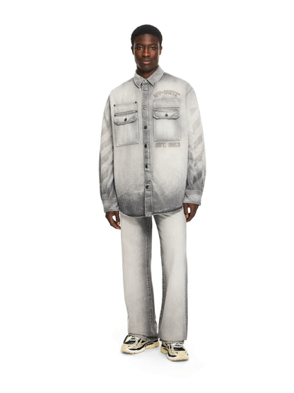 Off-White Diagonal Embroidery Slim Relaxed Jeans Fade