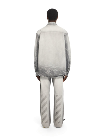 Off-White Diagonal Embroidery Slim Relaxed Jeans Fade