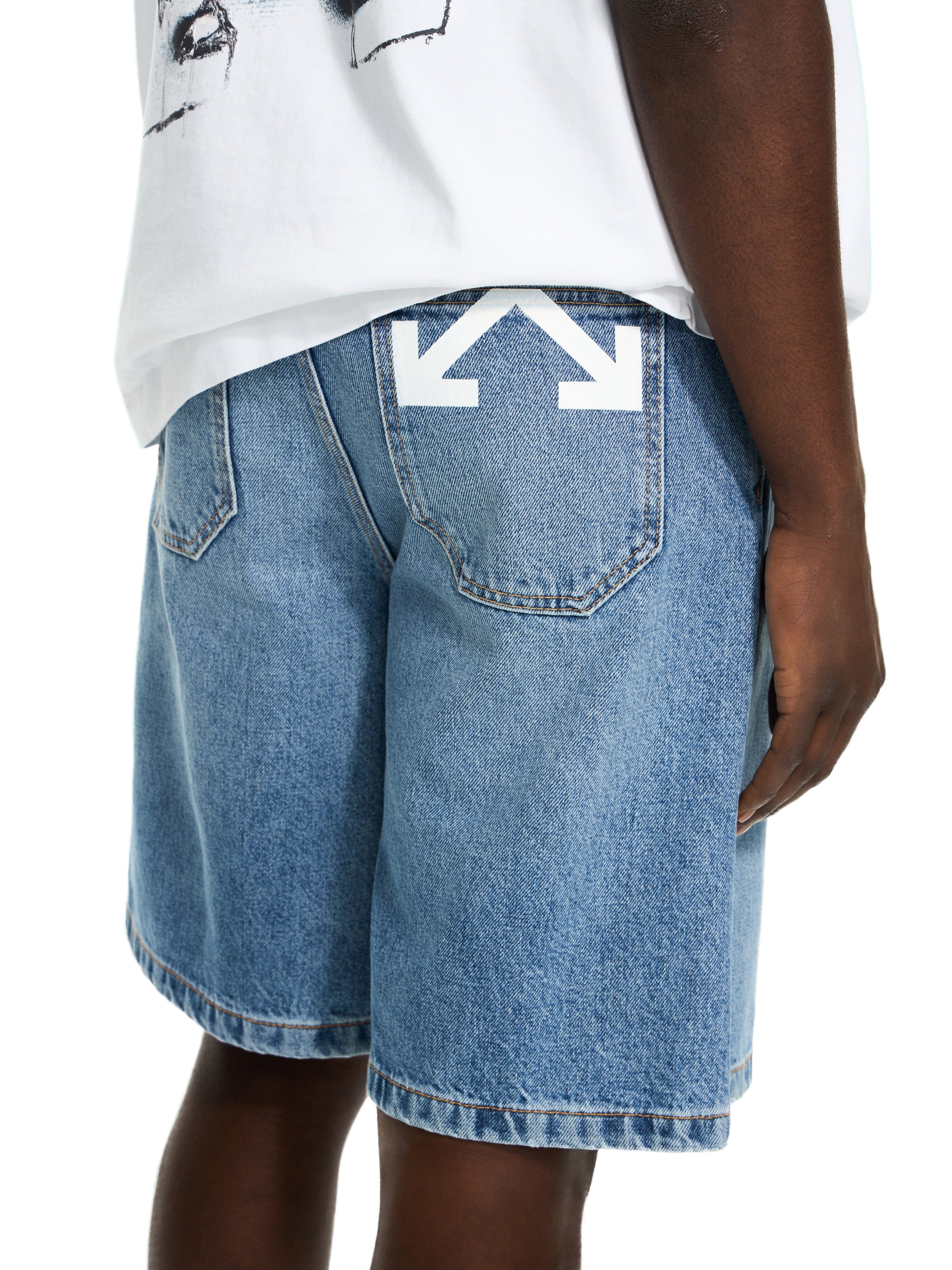 Off-White Half Arrow Denim Shorts Blue