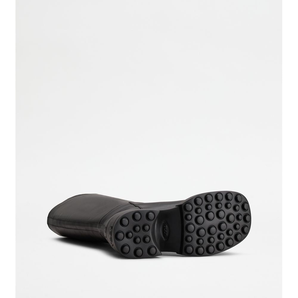 Tods Platform Boots In Leather Black Womens