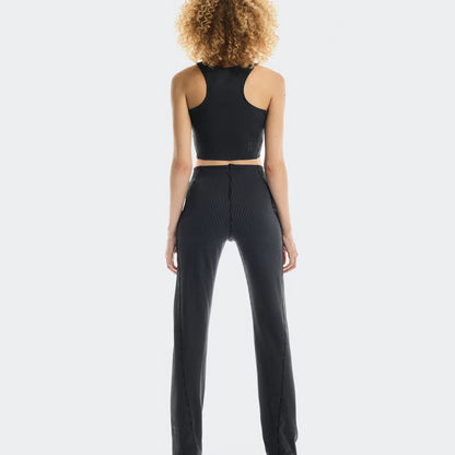 On All-Day Ribbed Crop Black | Rock (Women'S)