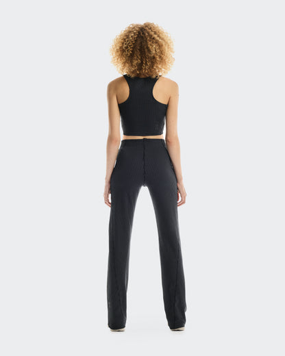 On All-Day Ribbed Crop Black | Rock (Women's)