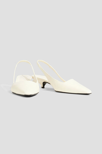 Loulou Studio Abside Leather Slingback Pumps Cream Women's