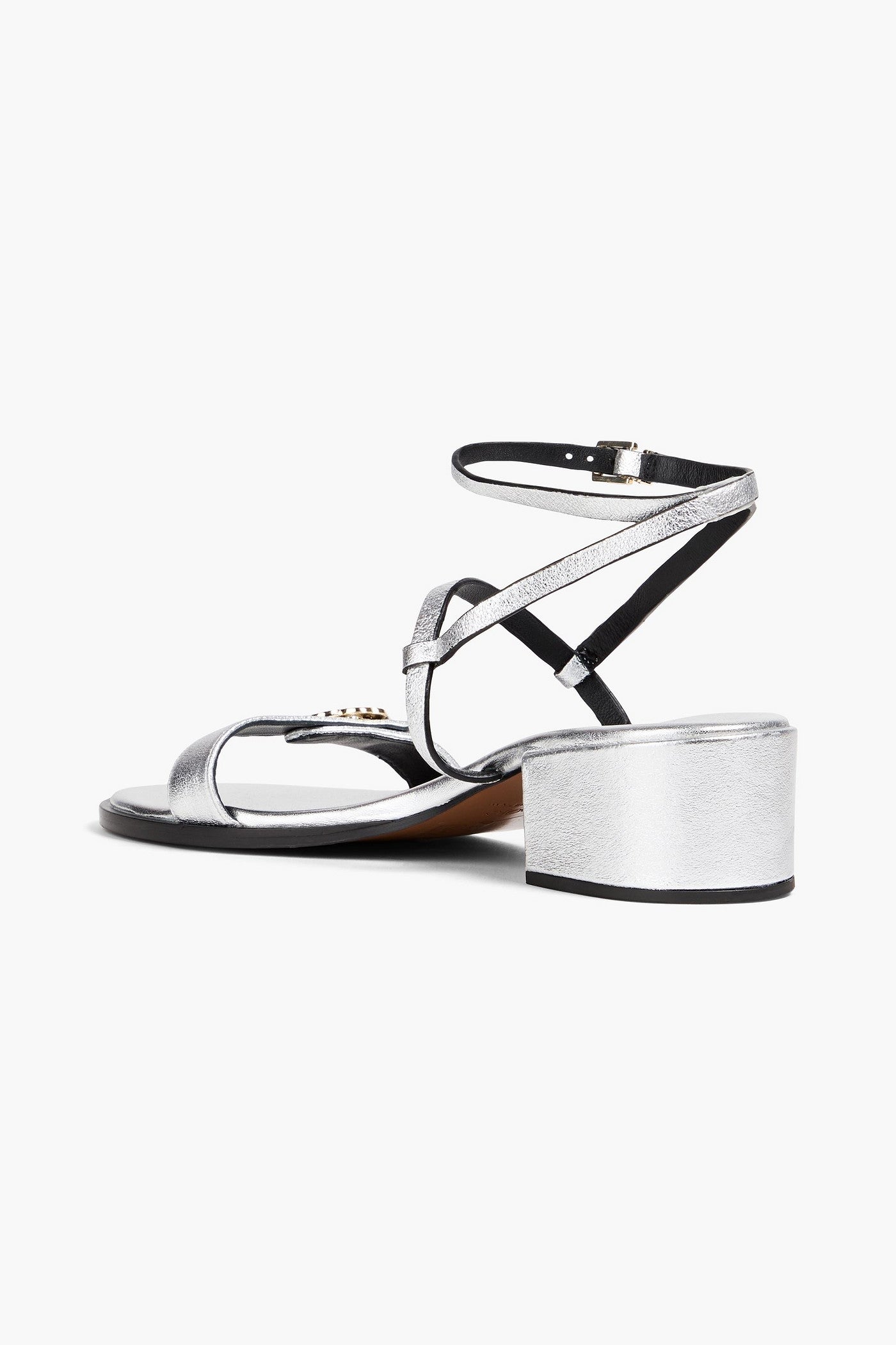 Maje Metallic Leather Sandals Silver Women's