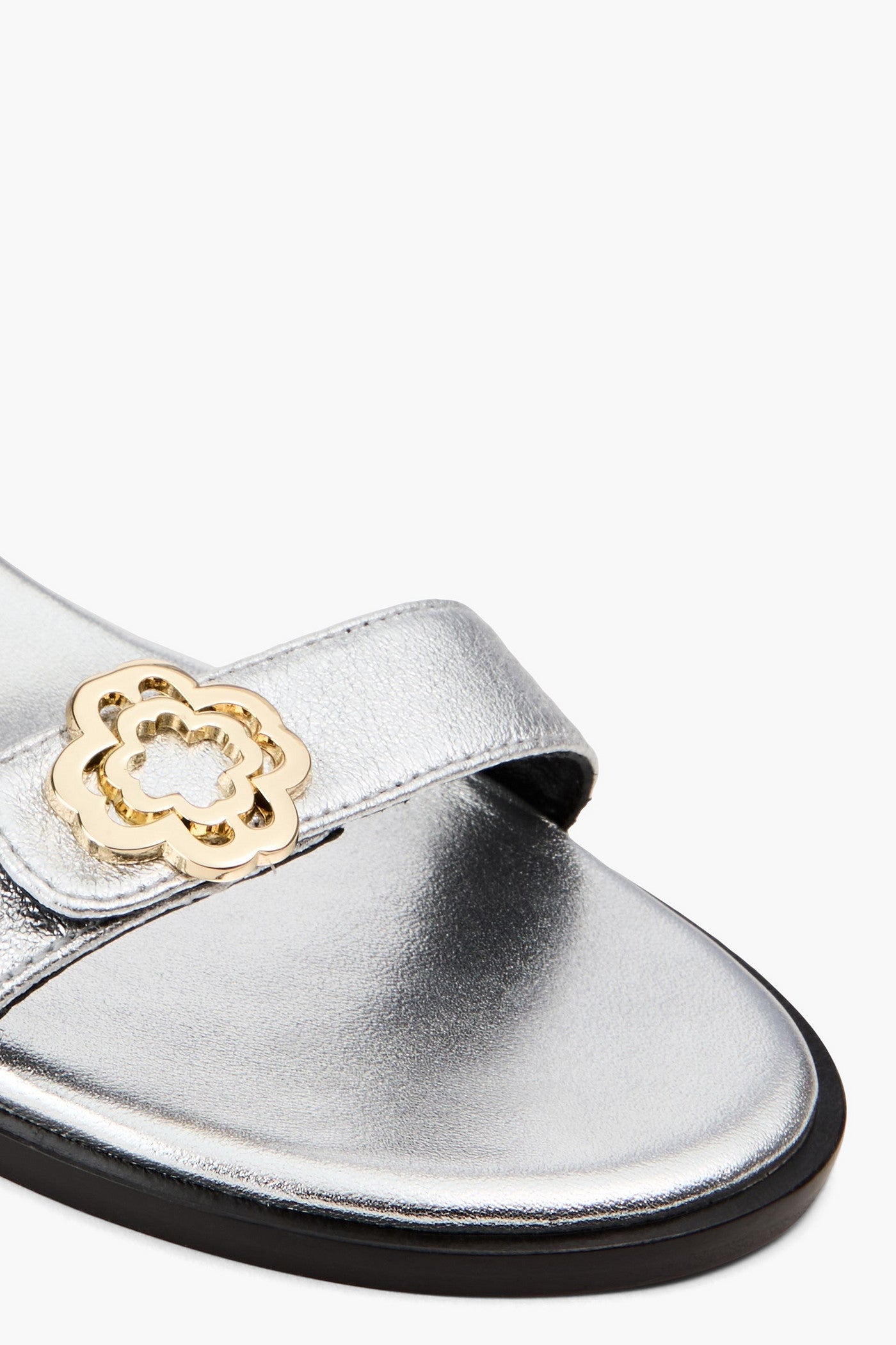 Maje Metallic Leather Sandals Silver Women's