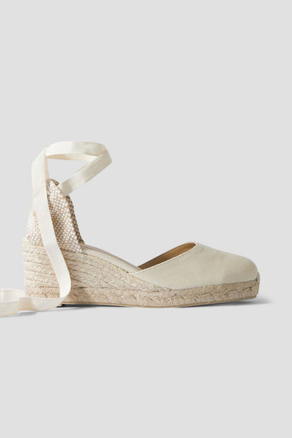 Castaer Carina 60 Canvas Wedge Espadrilles Ivory Women's