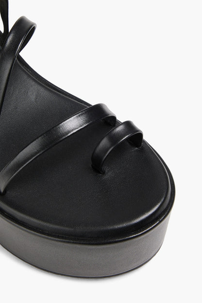 Maje Chain-Embellished Leather Platform Sandals Black Women's