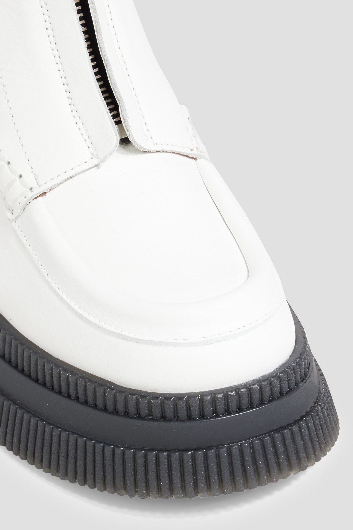 Ganni Leather Platform Ankle Boots White Women's