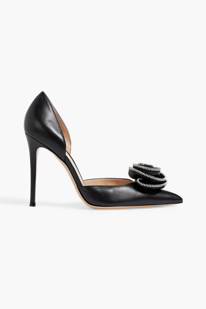 Gianvito Rossi Karina Appliqud Leather Pumps Black Women's
