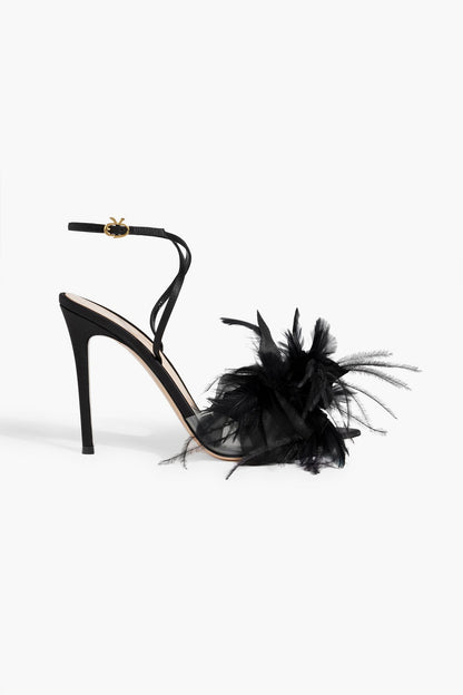 Gianvito Rossi Ynez Embellished Satin And Pvc Sandals Black Women's