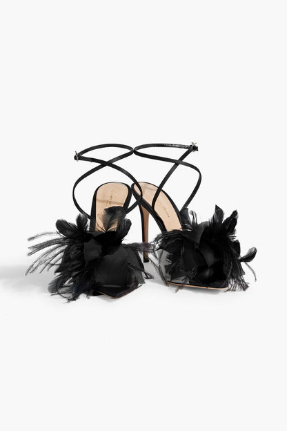 Gianvito Rossi Ynez Embellished Satin And Pvc Sandals Black Women's