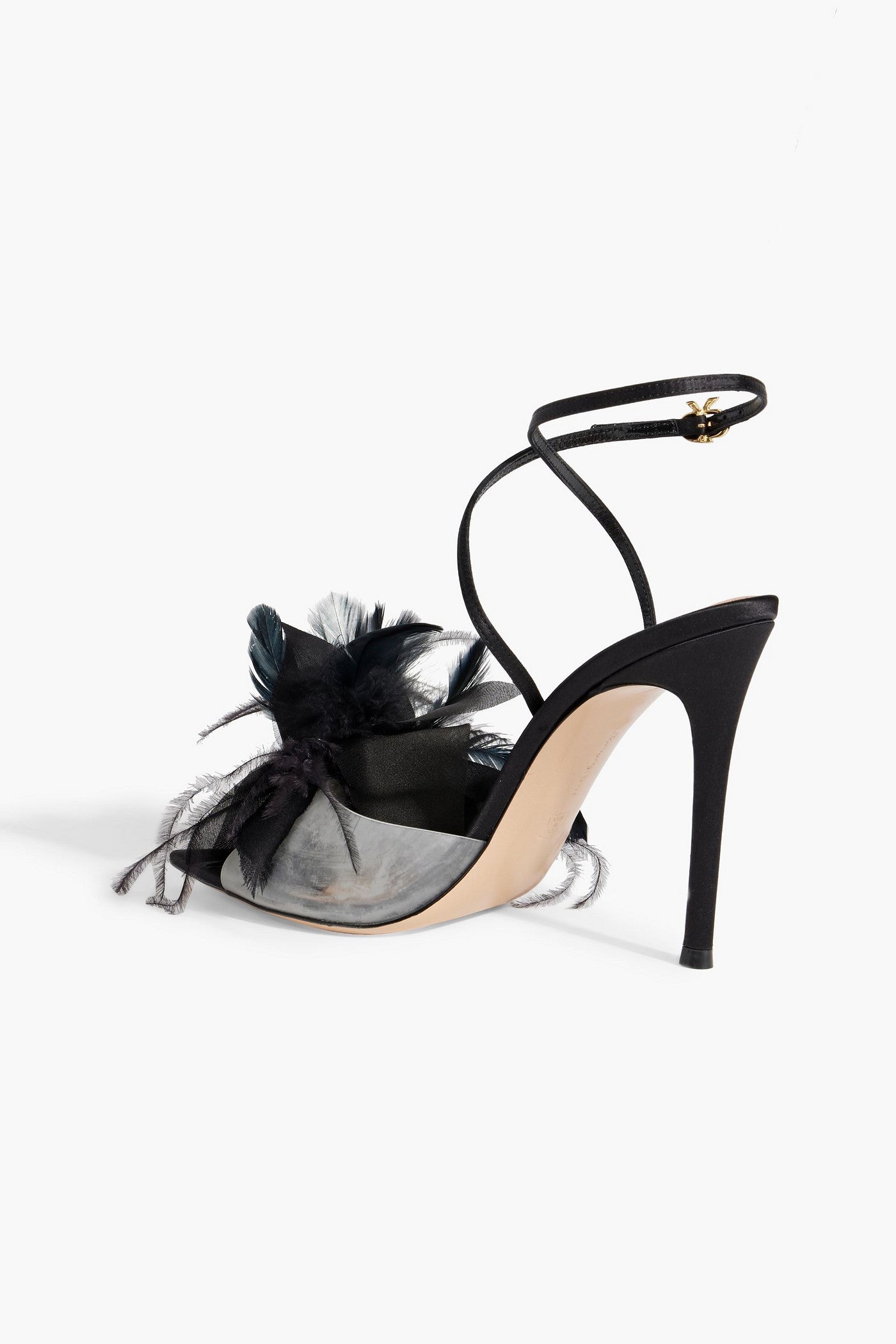 Gianvito Rossi Ynez Embellished Satin And Pvc Sandals Black Women's