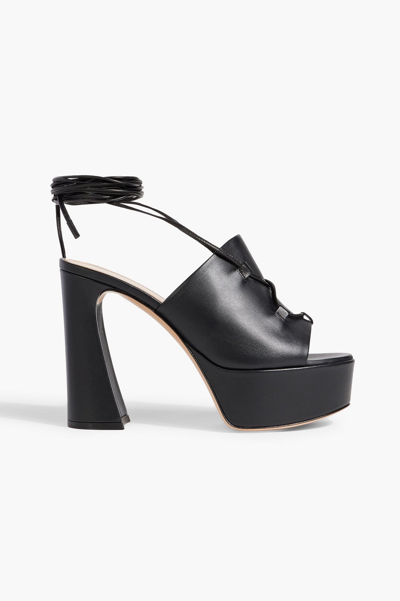Gianvito Rossi Holly Lace-Up Leather Platform Sandals Black Women's