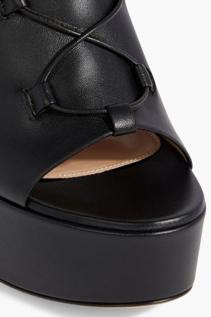 Gianvito Rossi Holly Lace-Up Leather Platform Sandals Black Women's
