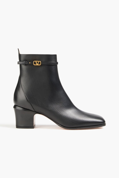 Valentino Garavani Tan-Go Leather Ankle Boots Black Women's