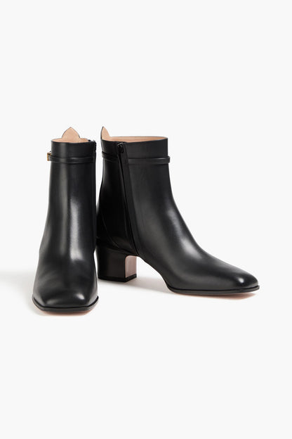 Valentino Garavani Tan-Go Leather Ankle Boots Black Women's
