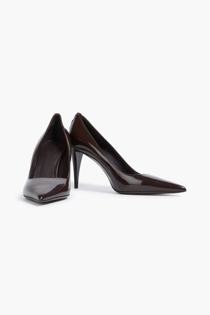 Valentino Garavani Rockstud Patent-Leather Pumps Dark Brown Women's