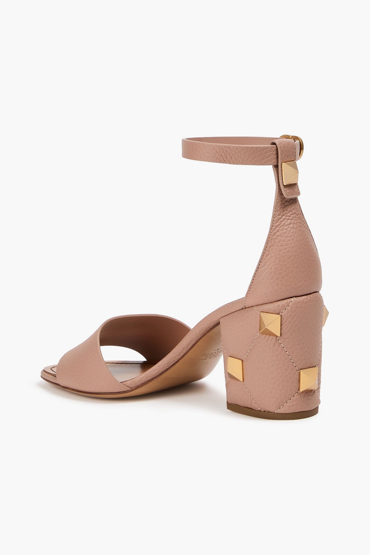 Valentino Garavani Roman Stud Quilted Pebbled-Leather Sandals Neutral Women's