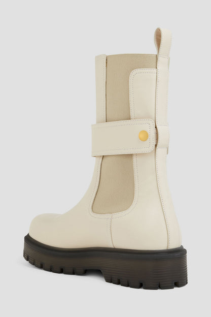 Valentino Garavani One Stud Leather Chelsea Boots Off-White Women's
