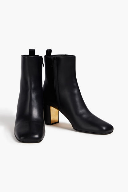 Valentino Garavani Golden Walk Leather Ankle Boots Black Women's