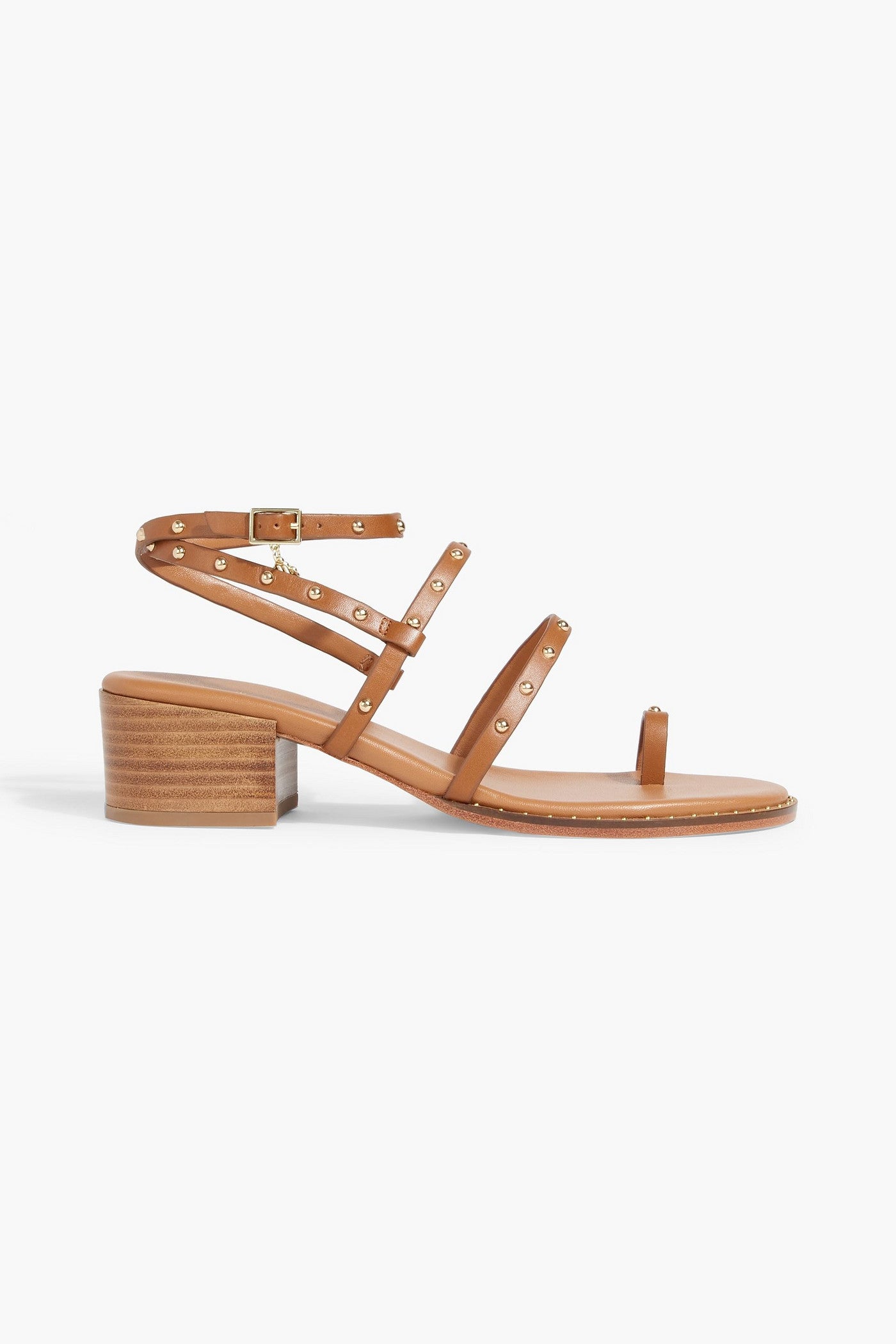 Maje Studded Leather Sandals Camel Women's