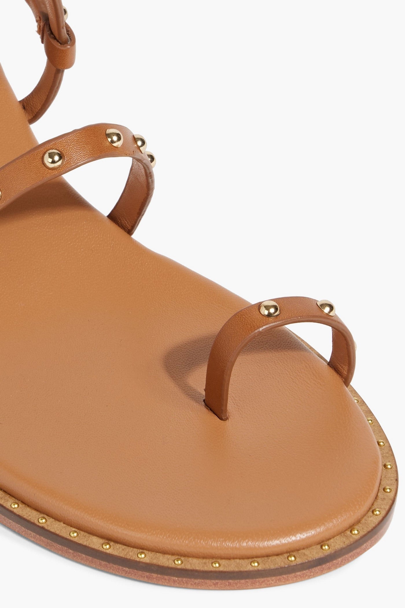 Maje Studded Leather Sandals Camel Women's