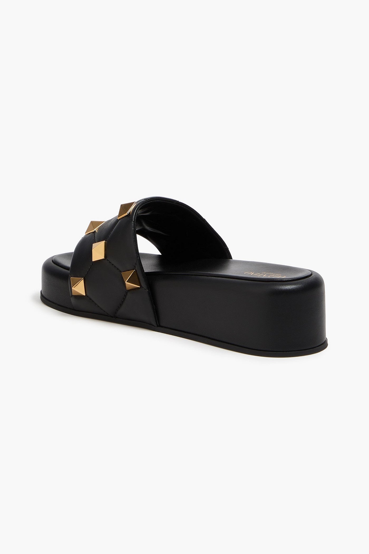 Valentino Garavani Roman Stud Quilted Leather Platform Slides Black Women's