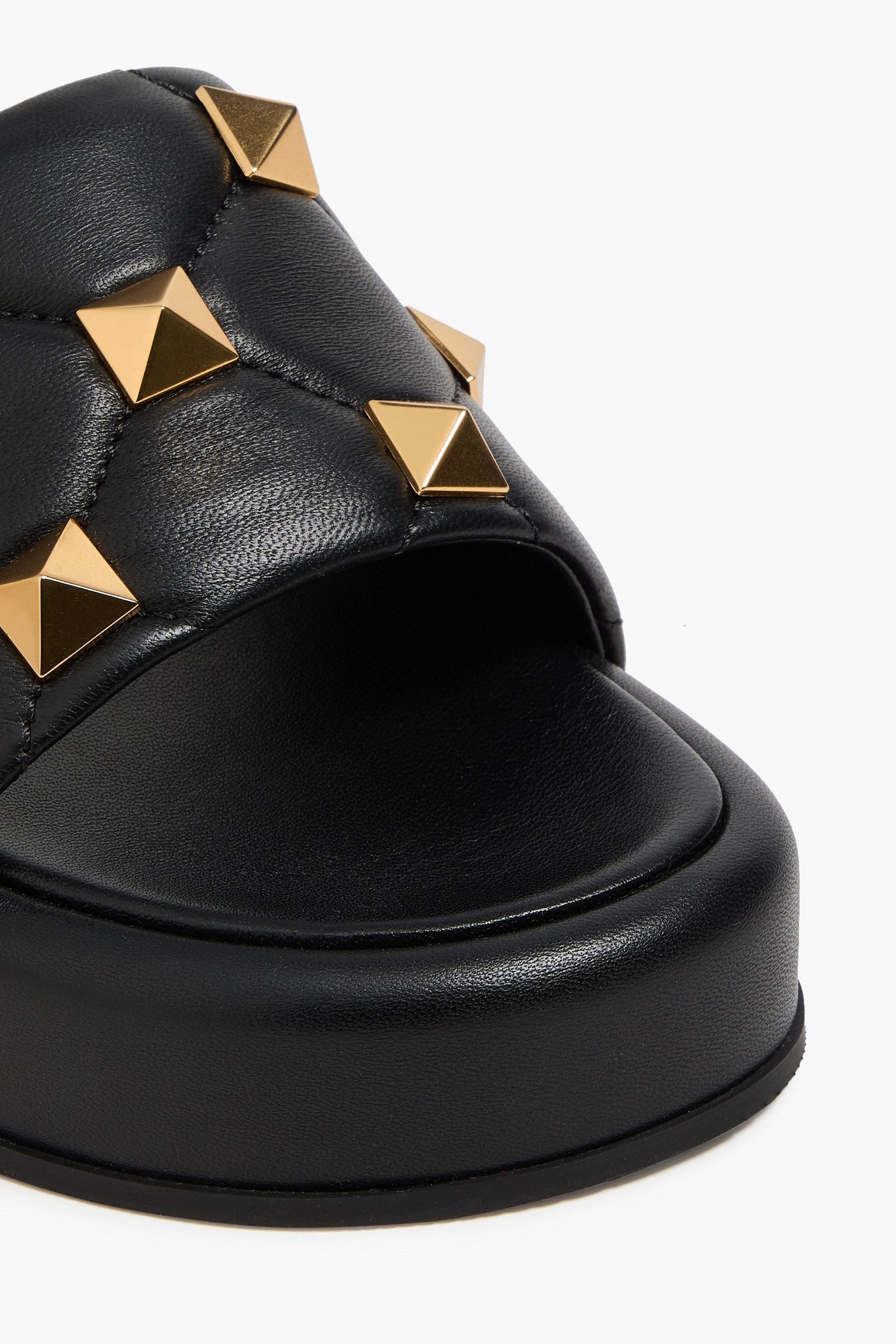 Valentino Garavani Roman Stud Quilted Leather Platform Slides Black Women's