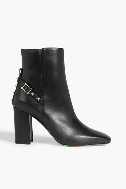 Valentino Garavani Rockstud Leather Ankle Boots Black Women's