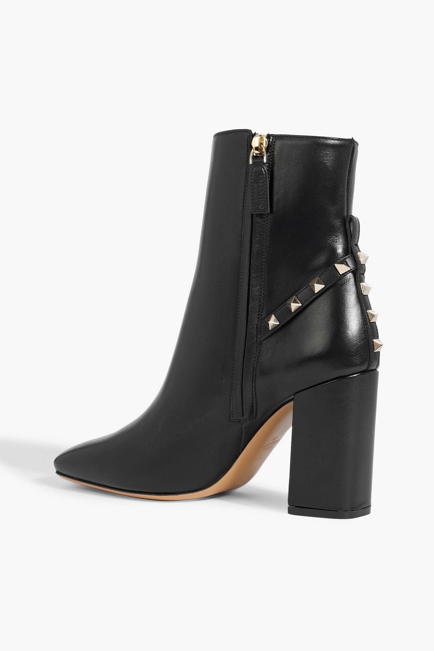 Valentino Garavani Rockstud Leather Ankle Boots Black Women's