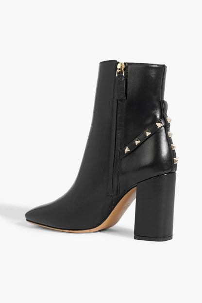 Valentino Garavani Rockstud Leather Ankle Boots Black Women's