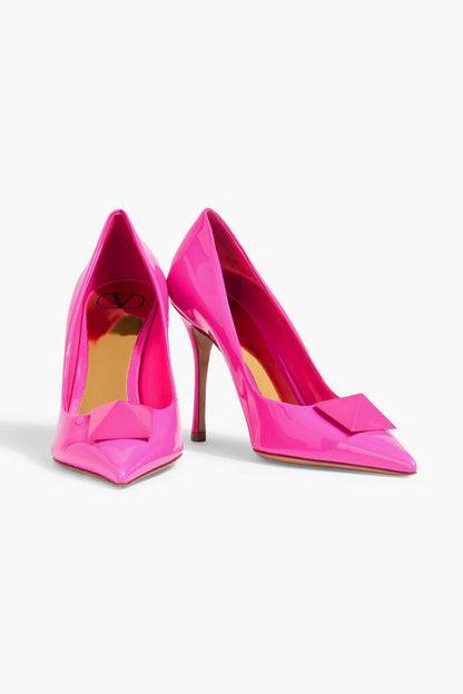 Valentino Garavani One Stud Patent-Leather Pumps Bright Pink Women's