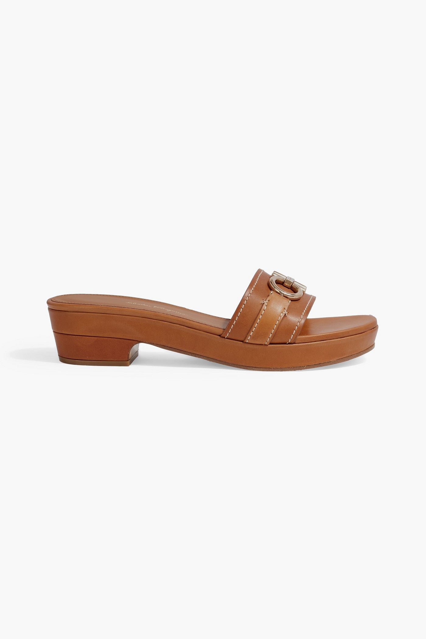Ferragamo Philein Embellished Leather Mules Tan Women's