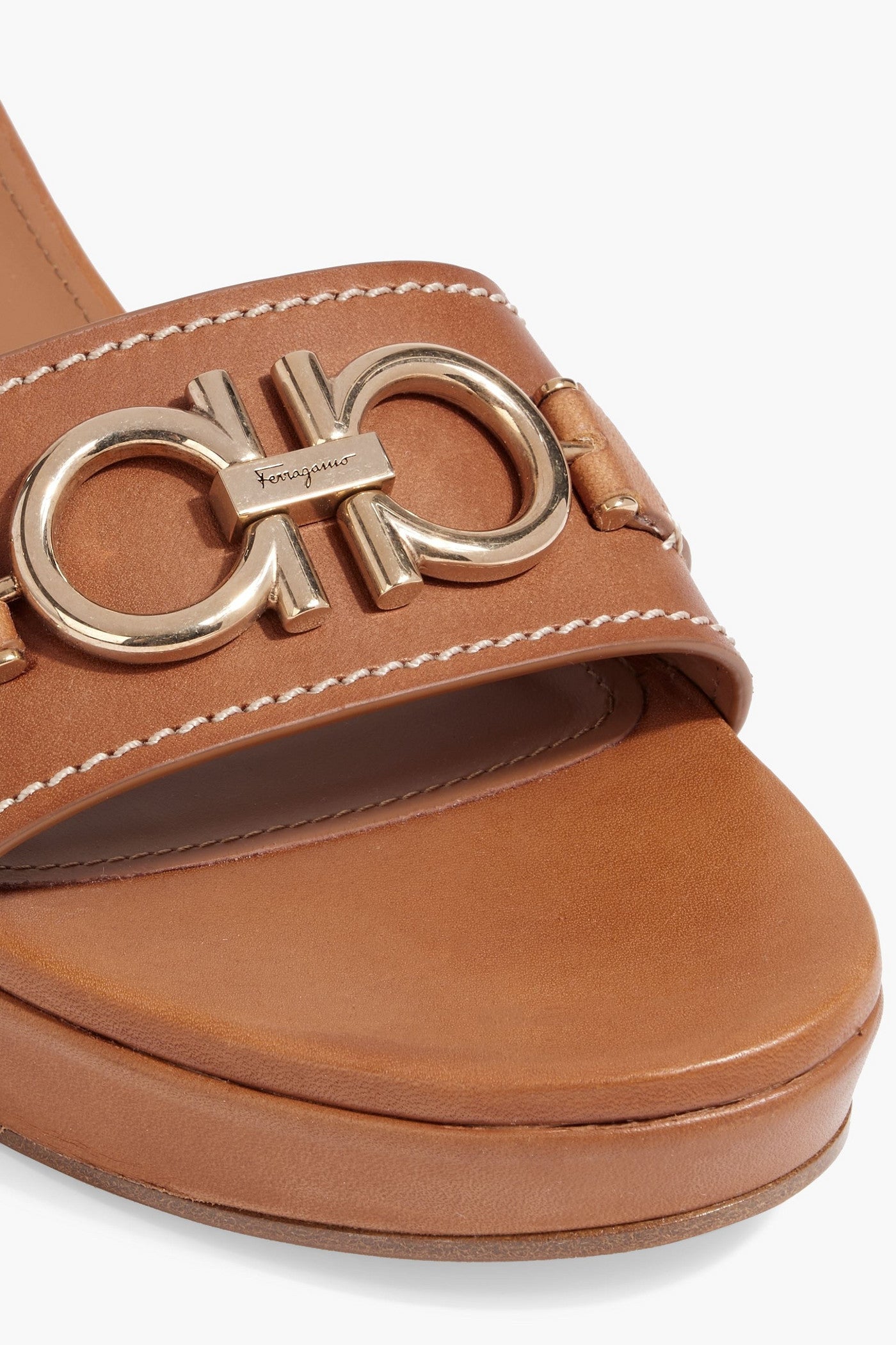 Ferragamo Philein Embellished Leather Mules Tan Women's
