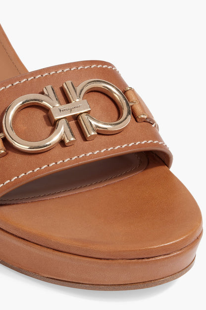 Ferragamo Philein Embellished Leather Mules Tan Women's