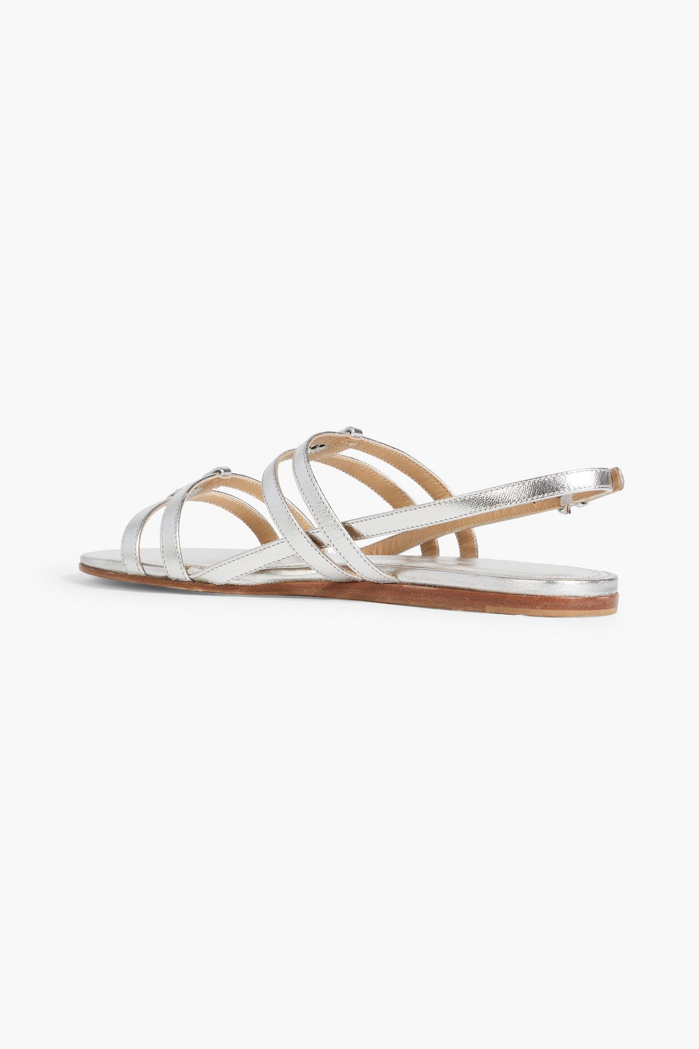 Ferragamo Typa Metallic Leather Slingback Sandals Silver Women's