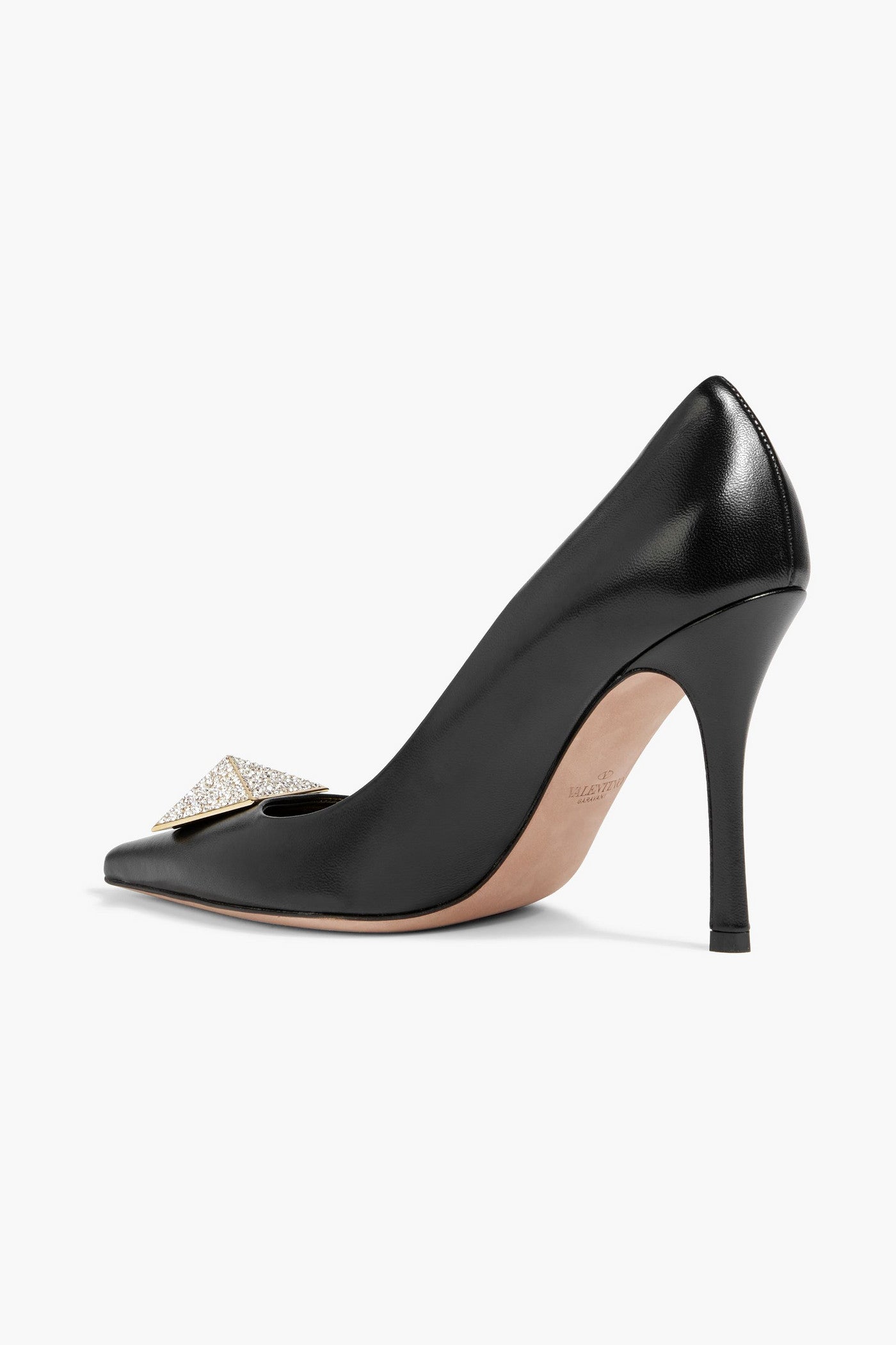 Valentino Garavani One Stud Embellished Leather Pumps Black Women's