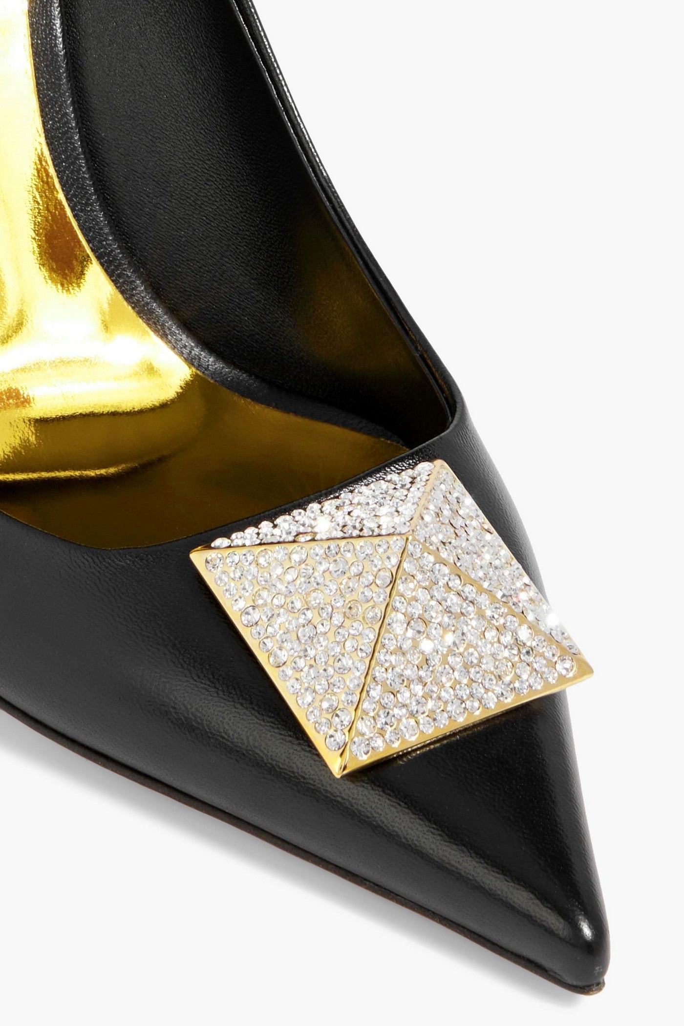 Valentino Garavani One Stud Embellished Leather Pumps Black Women's