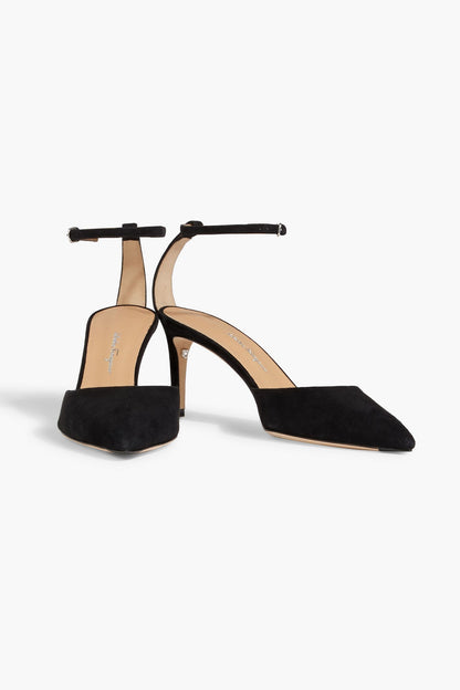 Ferragamo Iman Suede Pumps Black Women's