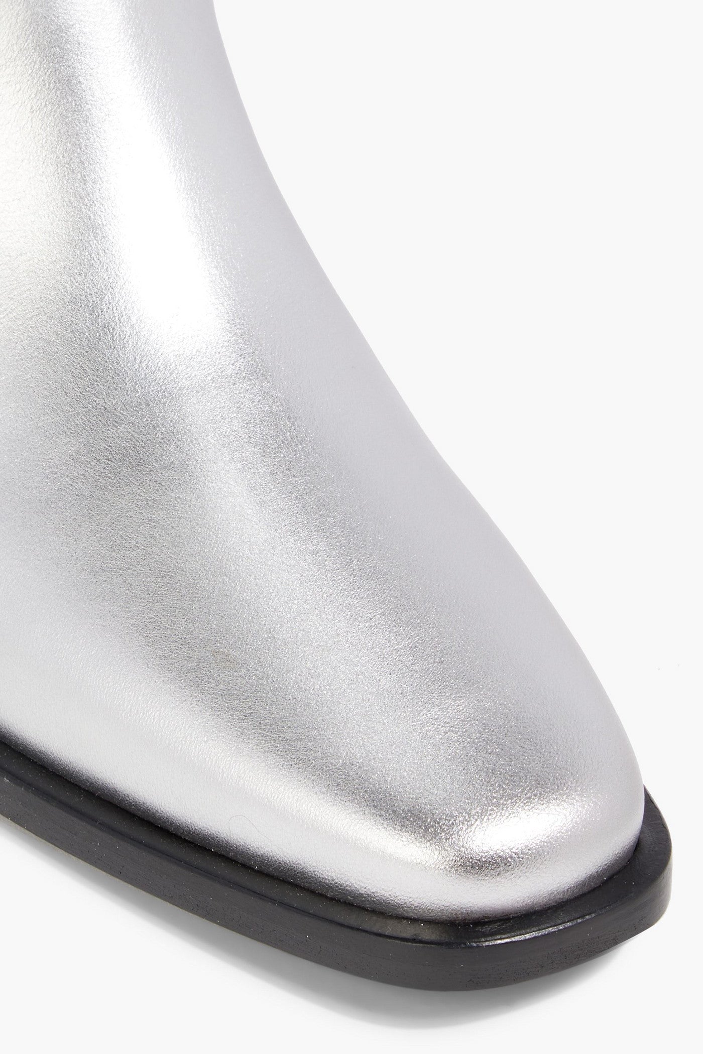 Khaite Wooster Metallic Leather Boots Silver Women's