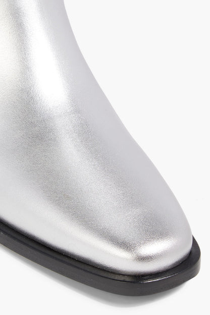 Khaite Wooster Metallic Leather Boots Silver Women's